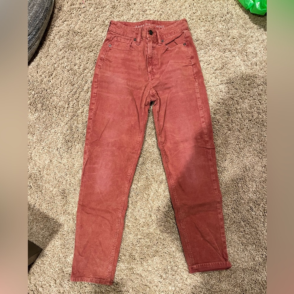 Pink corduroy mom jean pants